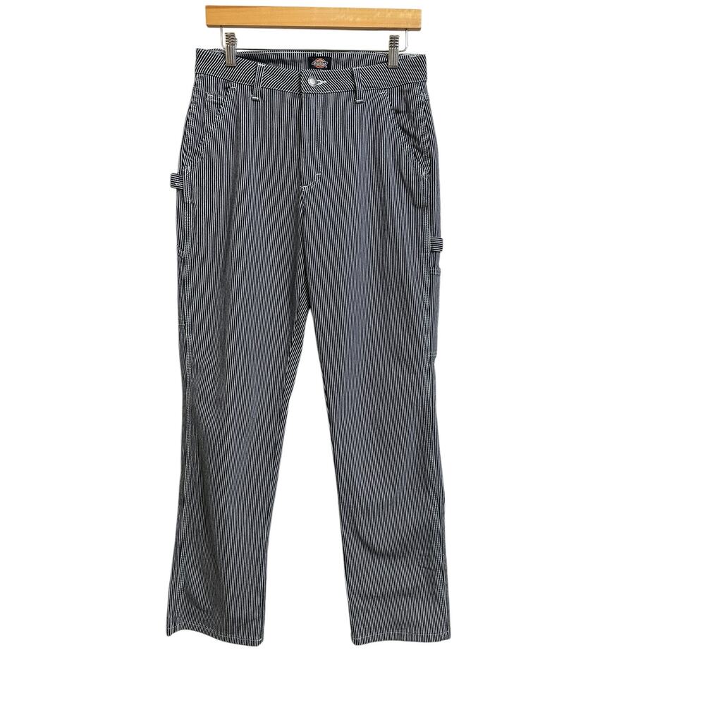 Dickies women's relaxed fit hickory‎ stripe carpenter pants size 27R
